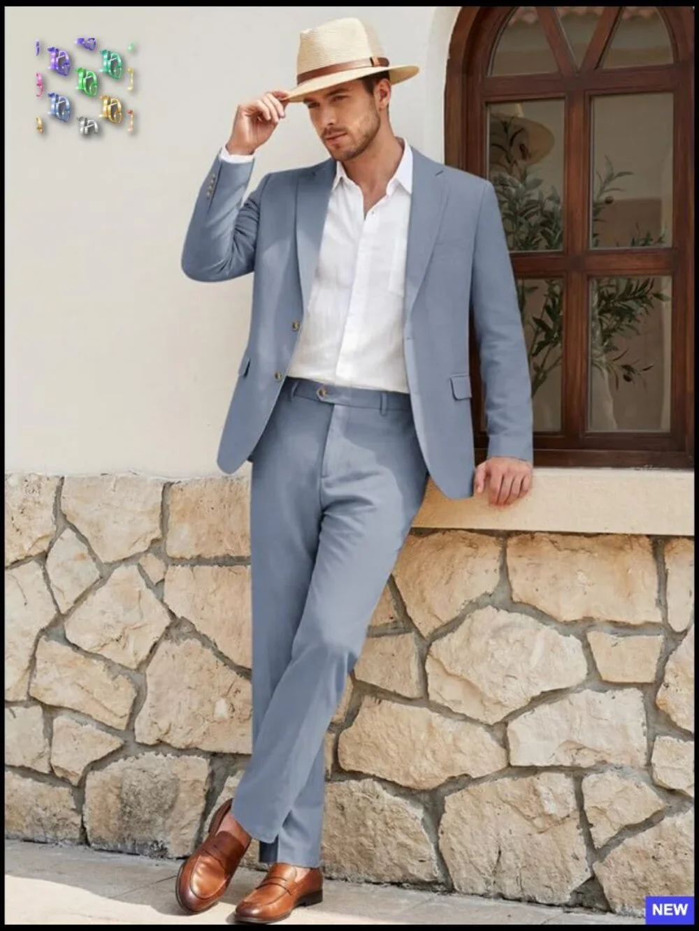 Lightweight Linen Suit Blazer Pants Set Classic Elegant Business Casual Wedding